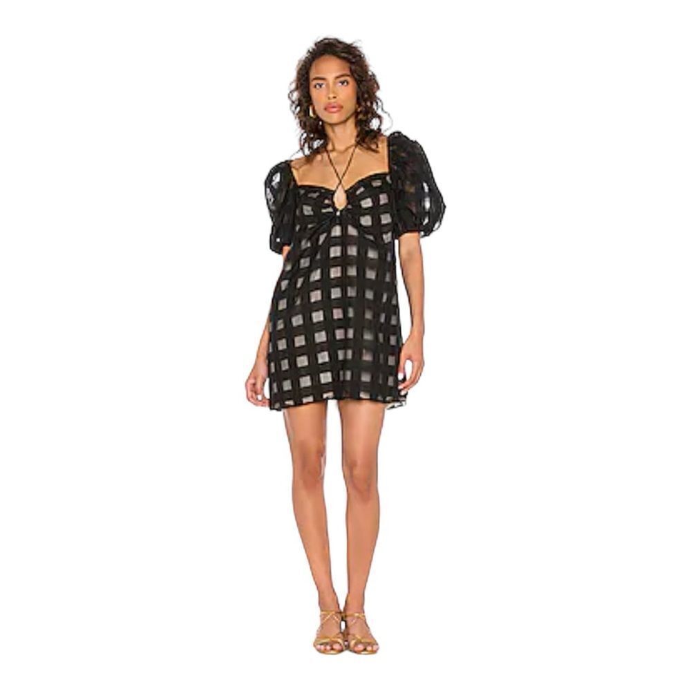LPA Revolve Womens The Raquel Dress Black Mini Puffy Sleeves Dress sz XS